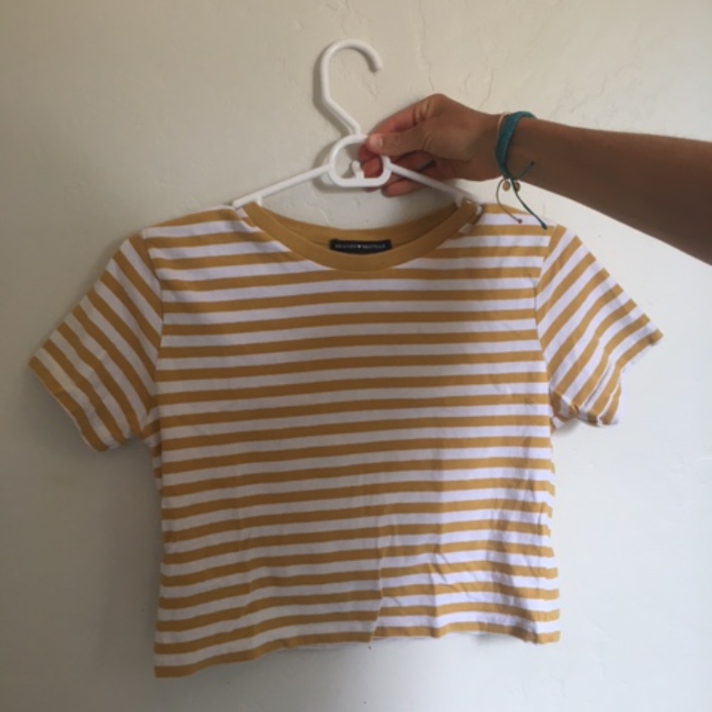 Brandy Yellow & White Stripped Crop Top
